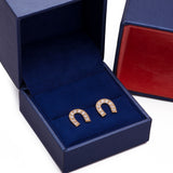 Horseshoe CZ Stud Earrings in 14k Yellow Gold - Artisan Carat