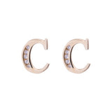 Letter C Initial CZ Stud Earrings in 14k Yellow Gold - Artisan Carat