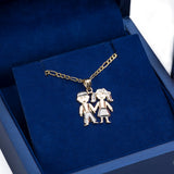 Happy Boy and Girl Pendant with Necklace in 14k Yellow Gold - Artisan Carat