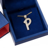 Sterling Silver Letter P Initial Baguette CZ Pendant with Necklace - Artisan Carat