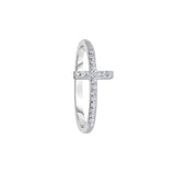 14k White Gold Diamond Sideways Cross Ring - Artisan Carat