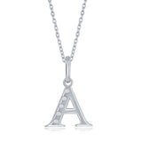 Diamond 'A' Initial Pendant Necklace in Sterling Silver - Artisan Carat