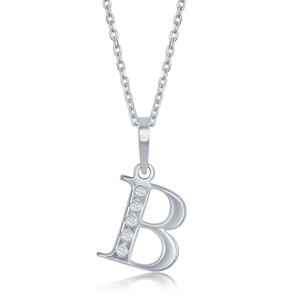 Sterling Silver Letter B Pendant Necklace