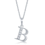 Diamond 'B' Initial Pendant Necklace in Sterling Silver - Artisan Carat