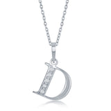 Diamond 'D' Initial Pendant Necklace in Sterling Silver - Artisan Carat