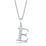 Diamond 'E' Initial Pendant Necklace in Sterling Silver - Artisan Carat