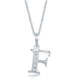 Diamond 'F' Initial Pendant Necklace in Sterling Silver - Artisan Carat