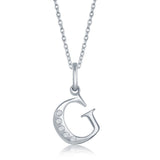Diamond 'G' Initial Pendant Necklace in Sterling Silver - Artisan Carat