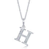 Diamond 'H' Initial Pendant Necklace in Sterling Silver - Artisan Carat