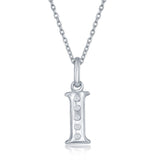 Diamond 'I' Initial Pendant Necklace in Sterling Silver - Artisan Carat