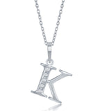 Diamond 'K' Initial Pendant Necklace in Sterling Silver - Artisan Carat
