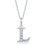 Diamond 'L' Initial Pendant Necklace in Sterling Silver - Artisan Carat