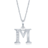 Diamond 'M' Initial Pendant Necklace in Sterling Silver - Artisan Carat