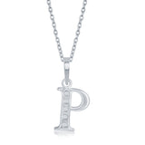 Diamond 'P' Initial Pendant Necklace in Sterling Silver - Artisan Carat