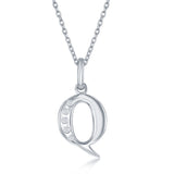 Diamond 'Q' Initial Pendant Necklace in Sterling Silver - Artisan Carat