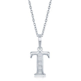 Diamond 'T' Initial Pendant Necklace in Sterling Silver - Artisan Carat