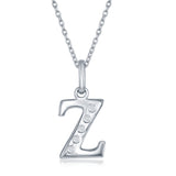 Diamond 'Z' Initial Pendant Necklace in Sterling Silver - Artisan Carat