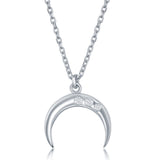 Diamond Italian Horn Cornicello Necklace in Sterling Silver - Artisan Carat