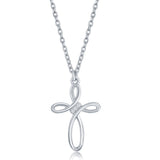 Sterling Silver Fancy Diamond Cross Necklace - Artisan Carat