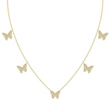Diamond Butterfly Station Necklace 0.45ct 18k Gold - Artisan Carat