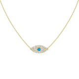 18K Gold Dainty Evil Eye Diamond Necklace - Artisan Carat