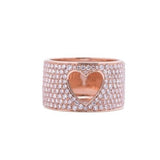 Chunky Heart Cut-out Diamond Ring in 18k Rose Gold - Artisan Carat