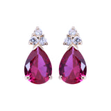 July Birthstone Ruby Red Pear Shape CZ Drop Stud Earrings in 14k Yellow Gold - Artisan Carat