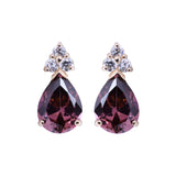 June Birthstone Purple Alexandrite Pear Shape CZ Drop Stud Earrings in 14k Yellow Gold - Artisan Carat