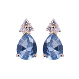 March Birthstone Aquamarine Blue Pear Shape CZ Drop Stud Earrings in 14k Yellow Gold - Artisan Carat