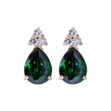 May Birthstone Emerald Green Pear Shape CZ Drop Stud Earrings in 14k Yellow Gold - Artisan Carat