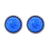 Blue Opal Stud Earrings in 14k White Gold - Artisan Carat
