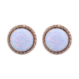 White Opal Mother of Pearl Stud Earrings in 14k Yellow Gold - Artisan Carat