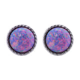 Purple Opal Stud Earrings in 14k White Gold - Artisan Carat