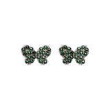 Green Peridot Mini Hairstreak Butterfly Stud Screwback Earrings in 14k Yellow Gold - Artisan Carat