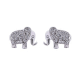 Baby Elephant Calf CZ Stud Screwback Earrings in 14k White Gold - Artisan Carat