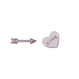 Love Heart & Dagger CZ Stud Screwback Earrings in 14k Yellow Gold - Artisan Carat