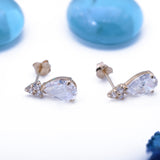 April Birthstone "Diamond" Pear Shape CZ Drop Stud Earrings in 14k Yellow Gold - Artisan Carat