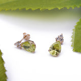 August Birthstone Green Peridot Pear Shape CZ Stud Earrings in 14k Yellow Gold - Artisan Carat
