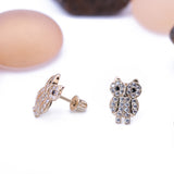 Owl CZ Stud Screwback Earrings in 14k Yellow Gold - Artisan Carat