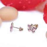 Pink Sapphire Butterfly Stud Screwback Earrings in 14k Yellow Gold - Artisan Carat