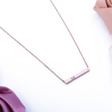 Dainty Diamond Cut CZ Bar Necklace Choker in 14k Pink Gold - Artisan Carat