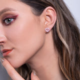 Pink Tourmaline Heart Shaped Stud Earrings in 14k White Gold - Artisan Carat
