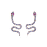 Snake Ear Crawler Ruby CZ Stud Earrings in 14k Yellow Gold - Artisan Carat