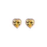 Yellow Topaz Mini Heart Stud Screwback Earrings in 14k Yellow Gold - Artisan Carat