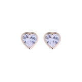 White Sapphire Mini Heart Stud Screwback Earrings in 14k Yellow Gold - Artisan Carat
