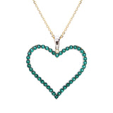 Sterling Silver Green Emerald Heart Yellow Gold Pendant Necklace - Artisan Carat