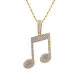 Sterling Silver Musical Note CZ Yellow Gold Pendant with Necklace - Artisan Carat
