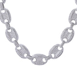 Women's Mariner Puff CZ Chain Choker Necklace White Gold Plated - Artisan Carat