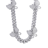 Women's Cuban Butterfly CZ Choker Chain Necklace - Artisan Carat