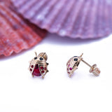 Ladybug Stud Screwback Earrings in 14k Yellow Gold - Artisan Carat